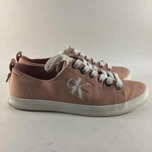 Calvin Klein Jeans Monna womens shoes lace up sneakers salmon pink white size 8